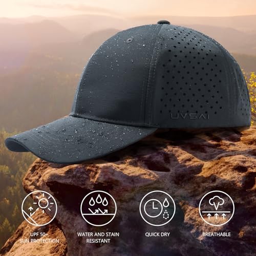 Image of UPF 50+ Performance Water Resistant Baseball Cap Lightweight Breathable Hat Golf Running Boat Hiking for Men Women