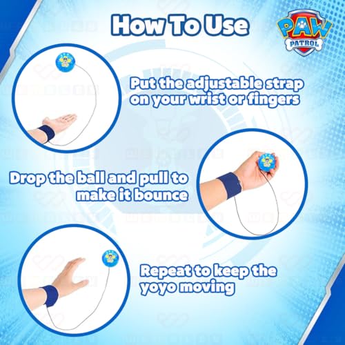Image of Wembley Paw Patrol Yo Yo Ball for Boys Girls Kids Activity Toy with Adjustable Wrist Band LED Light Playset Bounce Ball Return Gift /Birthday Gift - Random Colors
