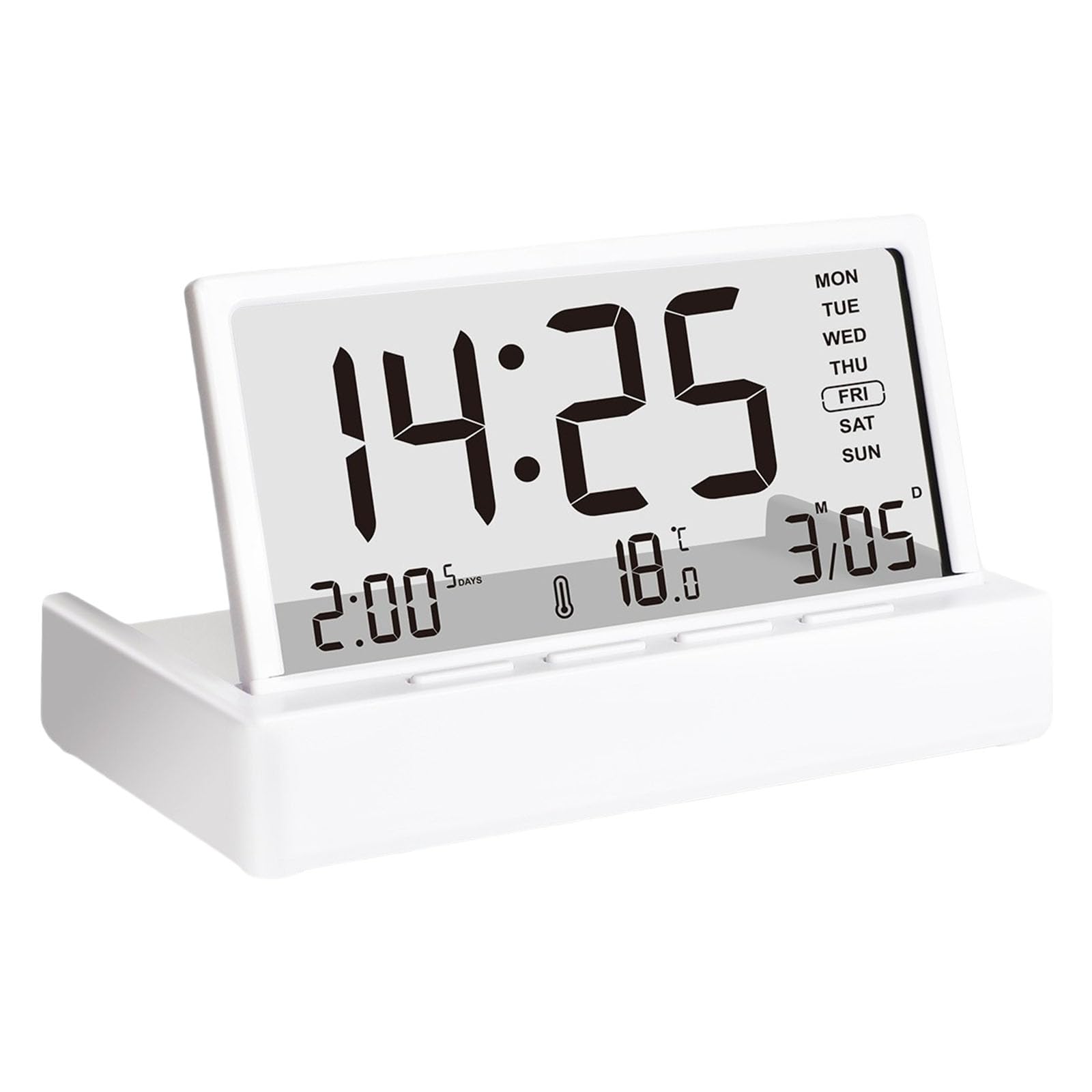 Jazuaiao Foldable Digital Alarm Clock with Temperature Date Display, Snooze Timer & LCD for Bedroom Electronic Alarm Clock
