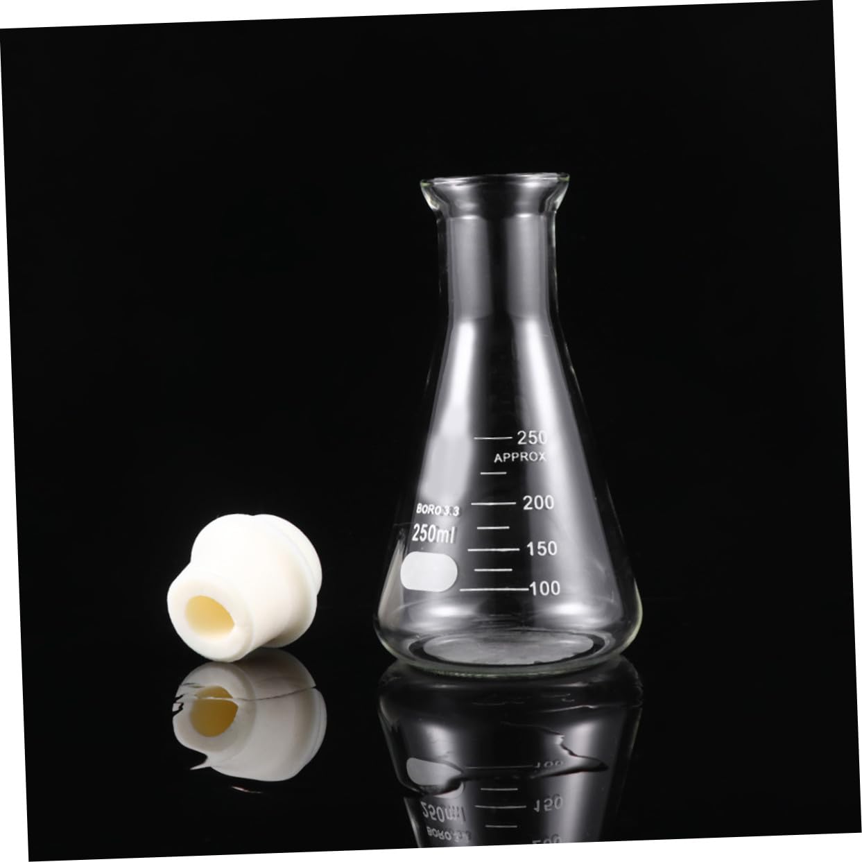 ULTECHNOVO 1 Pc Dosis De Tapa De Hidrofrasco De Boca Ancha Matraces Erlenmeyer Cristalería Matraz Erlenmeyer 250ml Matraz De Vidrio Para Estudiantes Traje Tubo De Ensayo Espesar
