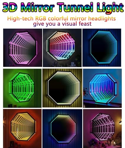 Lustrzane oświetlenie LED Infinity sterowane zdalnie – efekty 3D, wiele kolorów do salonów, na imprezy, do gier i przestrzeni kreatywnych (30cm)