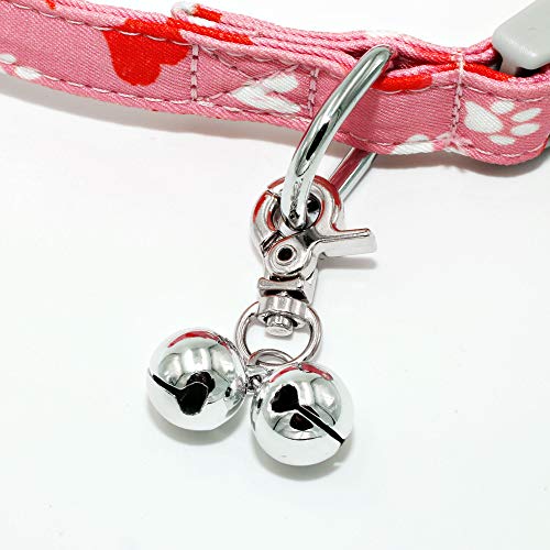 KITTAIL Bells for Dog Collars - 2 Pack Stainless Steel Bell Necklace for Dogs & Cat - Pet Pendant Accessories Training Collar Charm with Heavy Duty Snap Clips, Silver & Pink Christmas Gift - Thumbnail 5