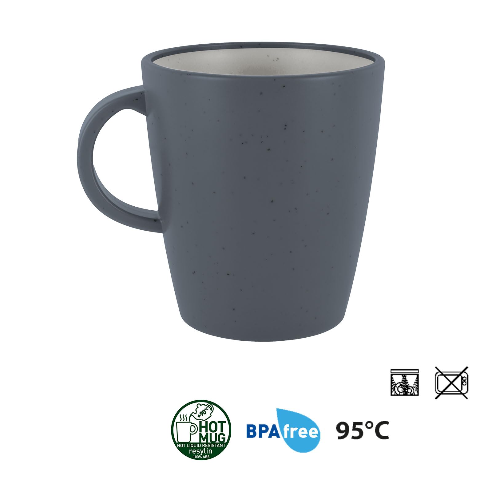BRUNNER: Melamin Geschirr-Set Camping | 36-tlg - Teller, Becher, Besteck, Gläser für 2-4 Personen | TRILOGY GREY All Inclusive - Kratzfest, Hochwertig+edel | Steingutoptik + Porzellanhaptik | AntiSlip