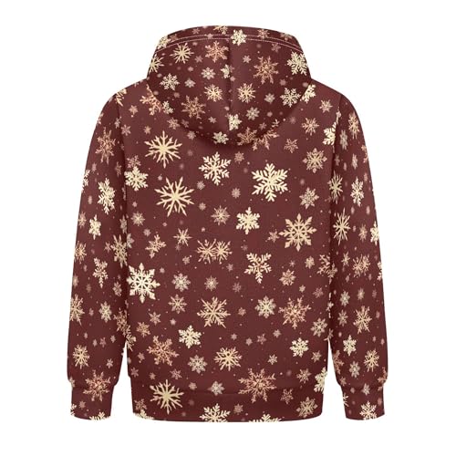 Christmas Xmas Snowflake Boys Girls Hoodies for Kids Pullover Sweatshirts with Pocket for 4 Years-10 Years B04000952