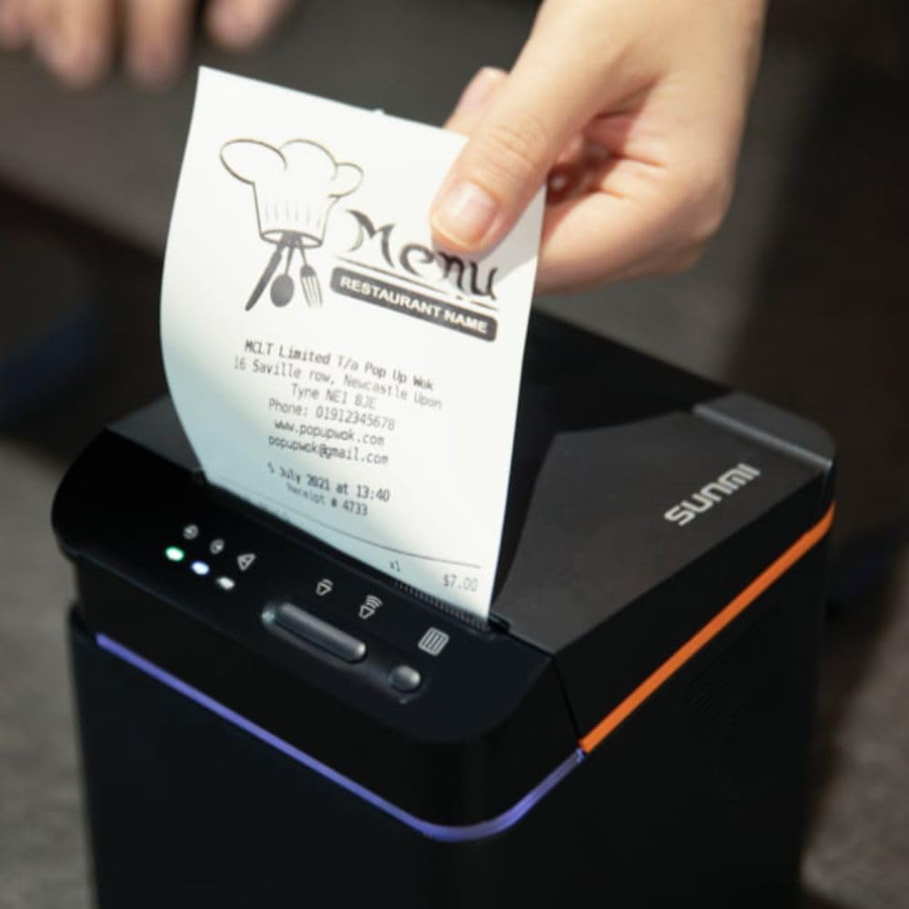 Cloud SUNMI Stampante Termica 80mm - Stampante Scontrini Comande e Ricevute | Carta Termica 80 mm, Stampa Senza Inchiostro, Taglio Automatico, USB RJ11 Wifi Bluetooth, Velocità Stampa 250 mm/s, SUNMI