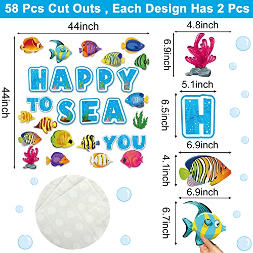 Ocean Theme Fish Classroom Bulletin Board Decorations Tropical Fish Paper Cutouts Under The Sea Bulletin Board Set for Fishing Theme Toddler Kids Birthday Party Classroom Decor - Image 2