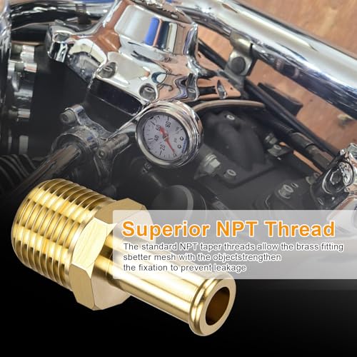 Image of Fuel Hose Fitting Adapter 3 /8 inch NPT to Hose Barb -65380 Fuel Line Fittings Compatible with Holley 12-289-11 & 350 SBC Fuel Pump Electric, Bypass Pressure Regulator 12-803 for Ford Mustang 289