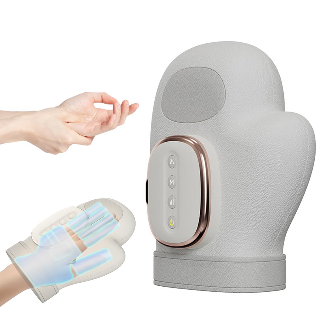 Kabelloses Handmassagegerät mit Wärme & Kompression – 5 Intensitätsstufen, ergonomisch, gegen Arthrose, Karpaltunnelsyndrom & steife Finger