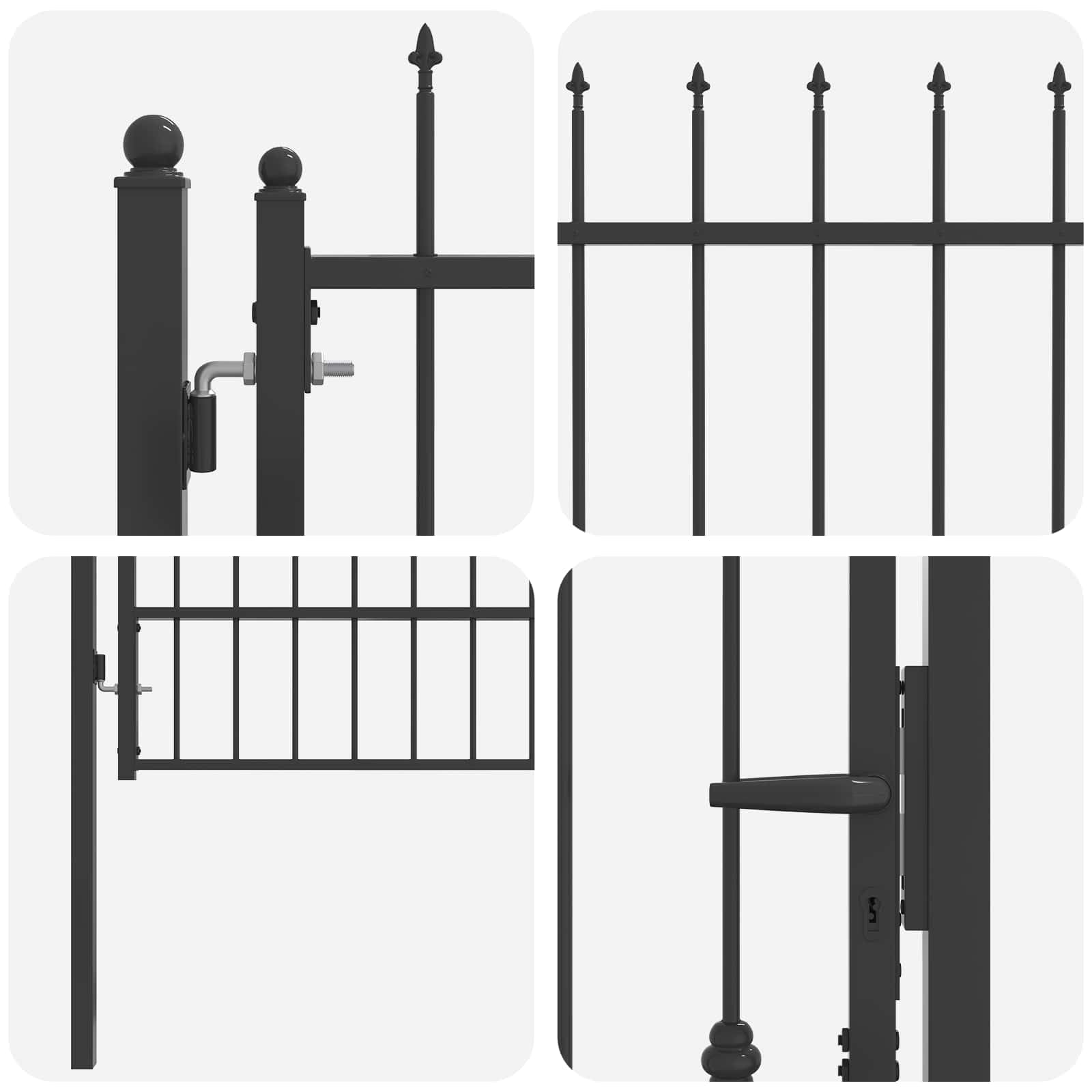 vidaXL Cancello per recinzione HORST 100 x 175 cm Metallo Nero, Cancello di Sicurezza per Esterni, Moderno in Metallo, Resistente e Elegante, Barriera Contro le Intemperie