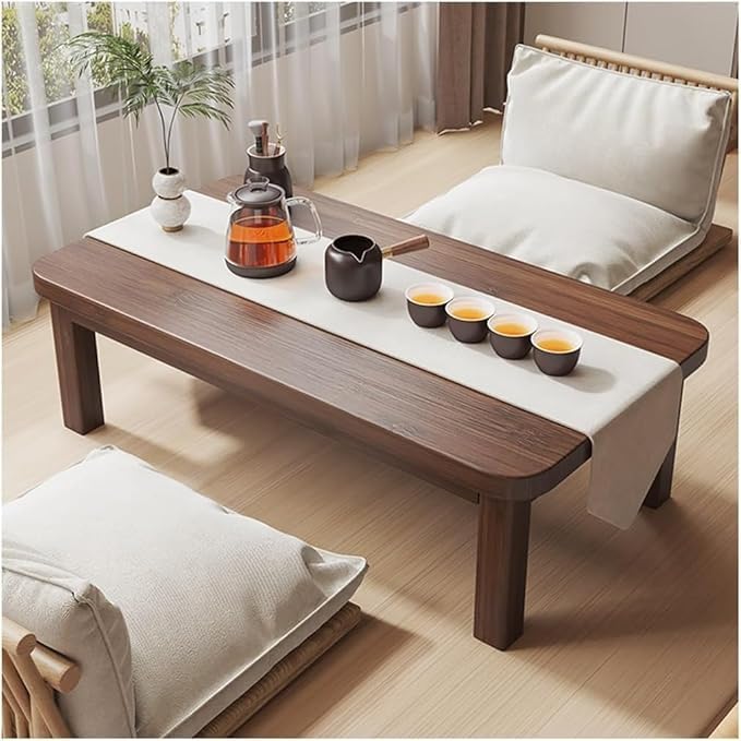 Image of Japanese Style Low Height Coffee Table, Premium Meditation Table for Home Office Farm,Table for Bedroom, Living Room, Indoor Outdoor. (70 x 40 x 32-cm)