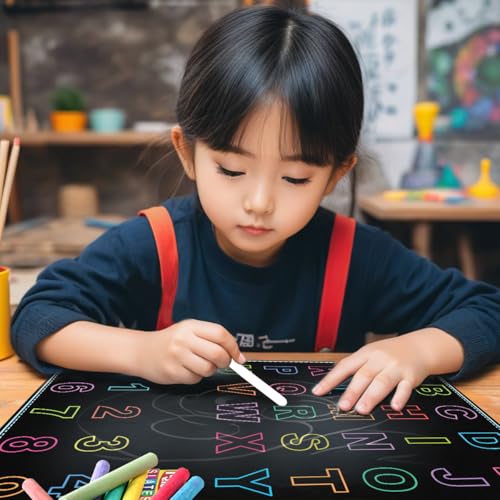 Image of TOKYODO Pre-Printed Rewriting Slates Chalk Board for Kids, Double Sided Writing Learning Black Board, with 4 Letter Spelling Cards (Pack of 4, Capital)