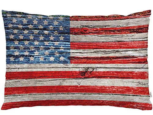 Ekobla Throw Pillow Cover Vintage American Flag Retro Style Usa Flag On Dark Wooden Fence Wall Patriotic Decor Lumbar Pillow Case Cushion For Sofa Couch Bed Standard Queen Size 20X30 Inch #TOP14