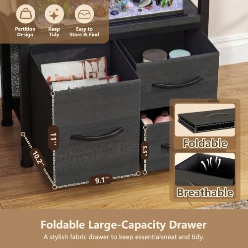 Image of Heybly 5-10Gal Fish Tank Stand with Drawer, Power Outlet,200lbs HAS002SBK-1