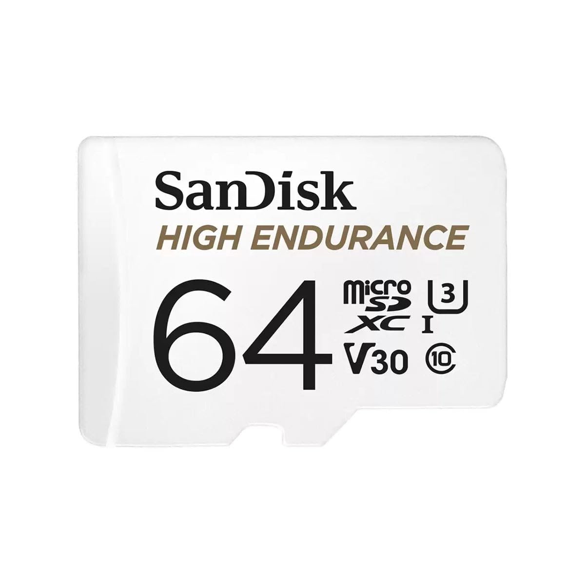SanDisk HIGH ENDURANCE Video Monitoring for Dashcams & Home Monitoring 64 GB microSDXC Memory Card + SD Adaptor, Up to 100 MB/s read and 40 MB/s Write, Class 10, U3, V30, White