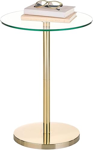 Miniatura 37 de mDesign Mesa de noche lateral o extremo superior de cristal, pequeña y moderna mesita de noche de metal con acento redondo para sala de estar,