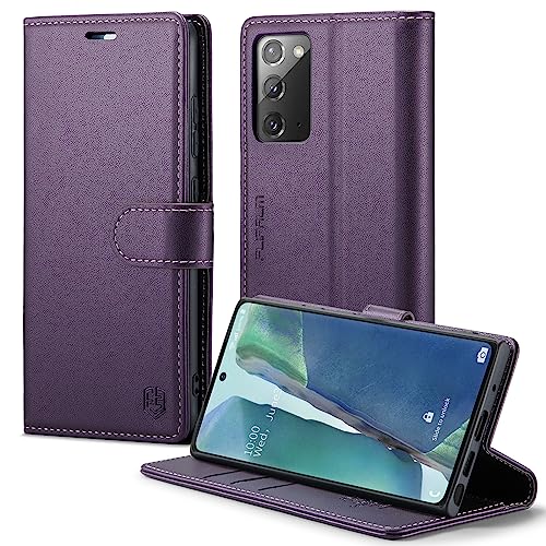 FLIPALM for Samsung Galaxy Note 20 5G Wallet Case with RFID Blocking Credit Card Holder, PU Leather Folio Flip Kickstand Shockproof Cover for Women Men (Purple)