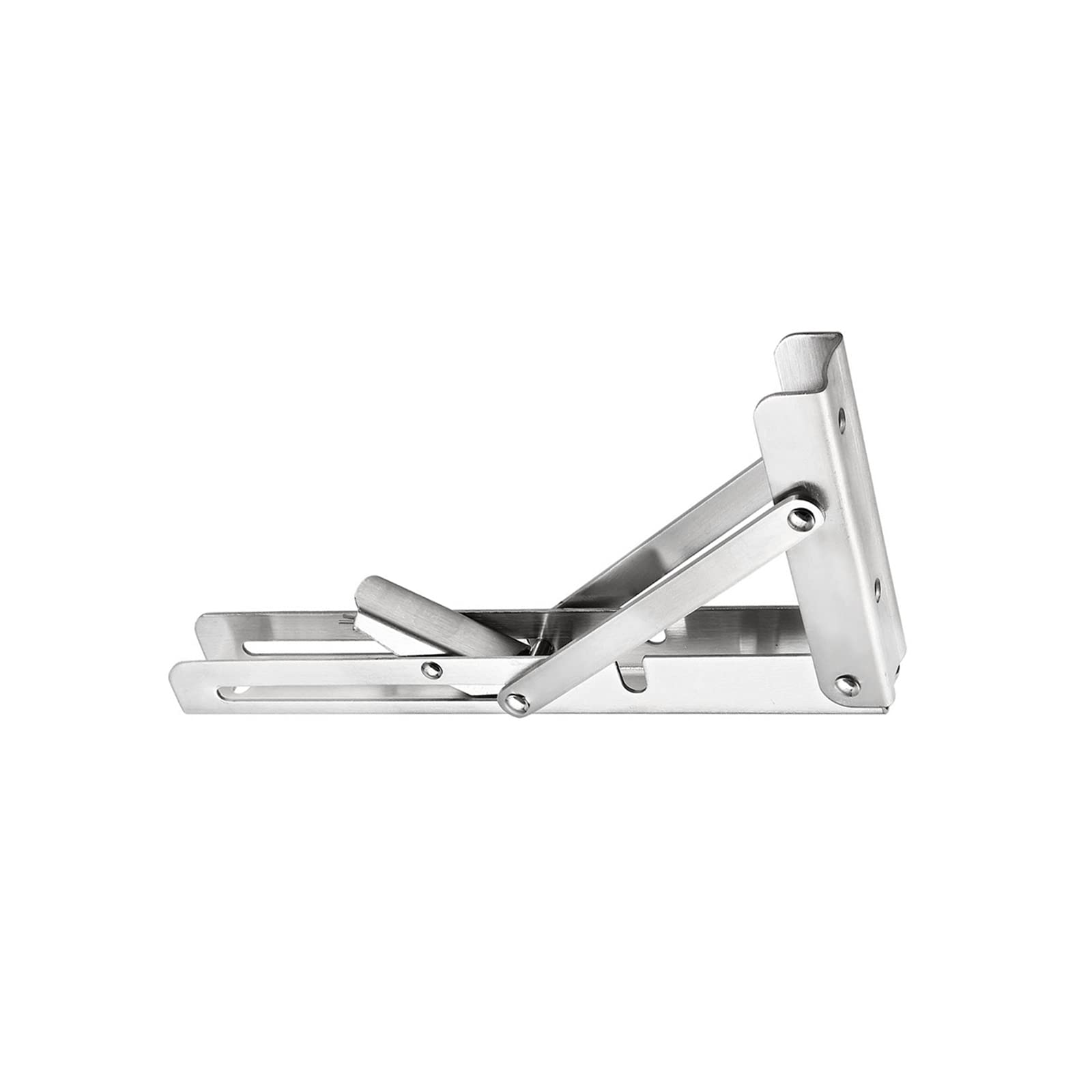 9.84"x4.72"(LxH) Folding Shelf Brackets - 1Pack - Good for Shelves - Stainless Steel Space Saving Collapsible L Bracket - Silver Tone