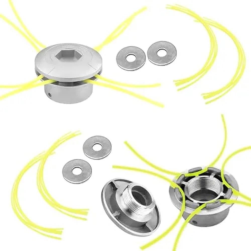 Aluminium Brush Cutter Head, CIYIN 2Pcs Universal Brush Cutter Head with 16 Lines, Lawn Cutting Head, Grass Cutting Head, Brush Cutter Heads