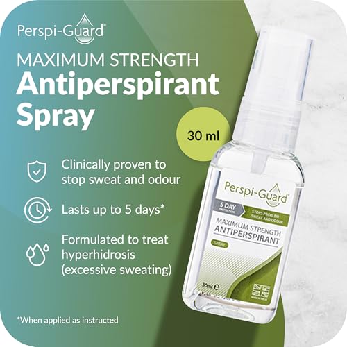 Perspi-Guard Maximum Strength Antiperspirant Spray 30 ml, 1-Pack, Strong Deodorant for Excessive Sweating & Hyperhidrosis, Anti Sweat Spray, Unscented