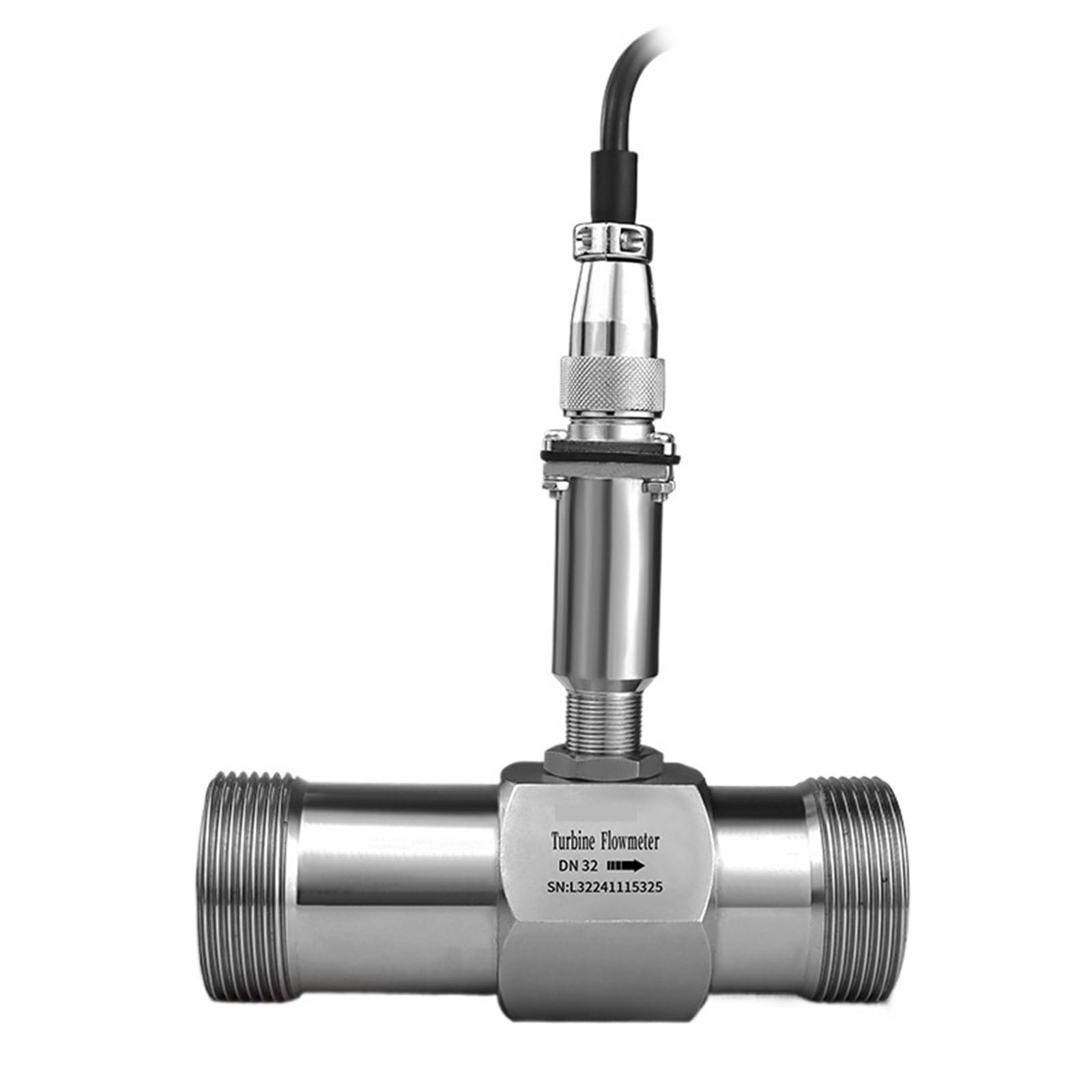 QfUxYYSLD High Accuracy Liquid Water Flow Meter 2 Inch Flow Sensor Diesel Turbine Flowmeter with Pulse 4-20mA(DN20-4-20mA-SS316)