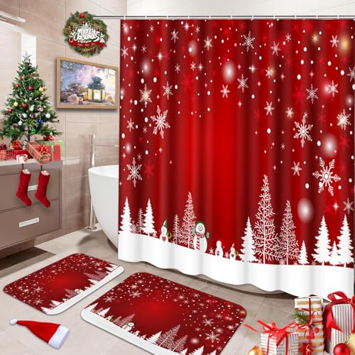 Cortinas de ducha de muñeco de nieve para evitar salpicaduras con accesorios 2