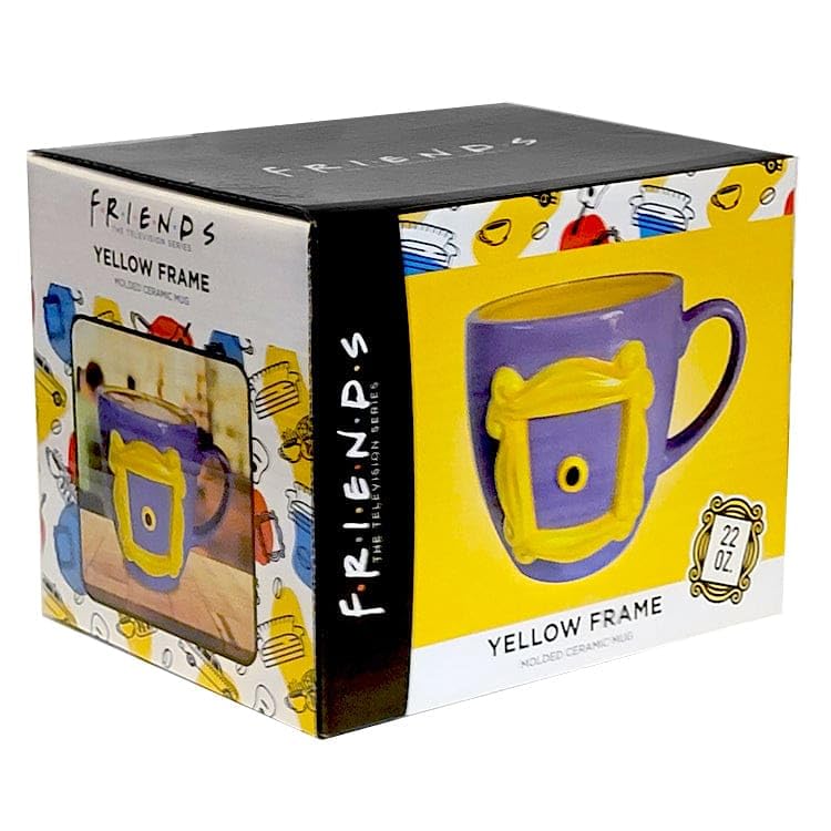 Taza cerámica multicolor con marco amarillo Friends 22 oz miniatura 1