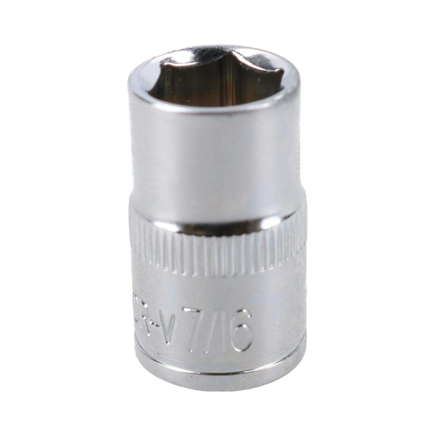Ab Tools 7/16" Imperial 6 Point 3/8" Drive Shallow Socket Sae Af Chrome Vanadium Steel