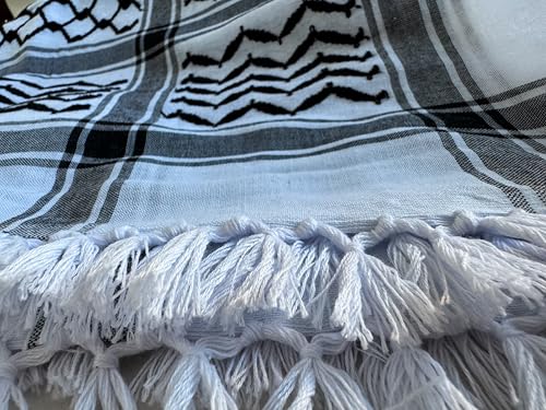 AUTHENTIC PALESTINIAN CRAFTSMANSHIP: FREE SOLDIER Palestinian Handmade 47x47 Inch Keffiyeh for Head and Neck3