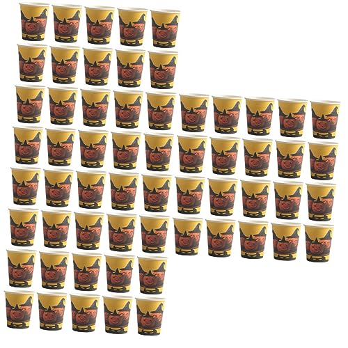 KALLORY 60 Peças Copos De Halloween Acessórios Para Festa Copos De Papel Dia Das Bruxas Copos De Pap