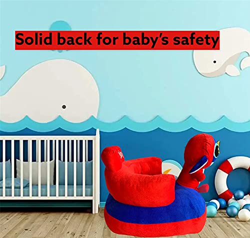 Image of Baby Soft Plush Cushion Baby Sofa Seat Or Rocking Chair for Kids Red and Blue|Baby's Alien Shape Cotton Seat Safety Sofa (Use for Baby 0 to 2 Years)