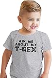 Toddler Ask Me About My Trex T Shirt Funny Cool Dinosaur Flip Humor Tee for Kids Funny Kids Shirts Flip Apparel for Toddler Cool Dinosaur Apparel Childrens Light Grey 3T