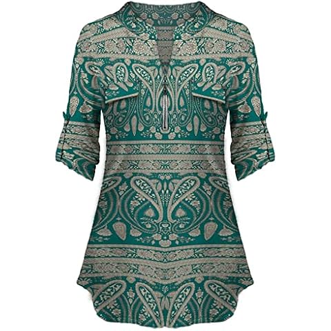 Find. Camisa a Cuadros para Mujer con Cuello en V y Cremallera Cover