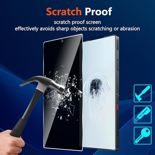 Image of (3 Pack) for ZTE Nubia Red Magic 10 Pro / 10 Pro+ /10 Air /10S Pro / 10S Pro+ Privacy Screen Protector,Anti-Spy Tempered Glass flim,9H Hardness,Anti-Scratch, Case Friendly, Bubble Free