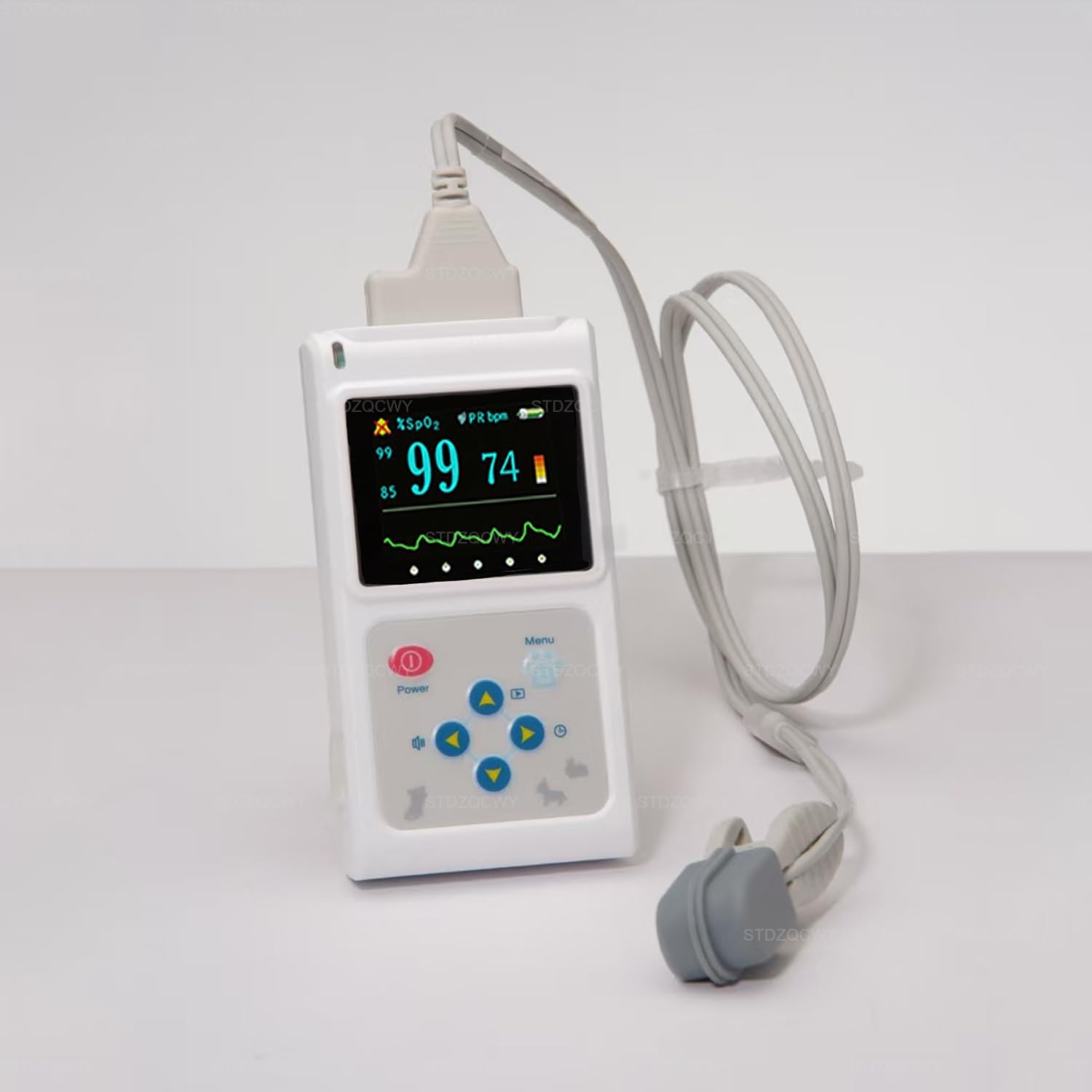Monitor de frecuencia cardíaca portátil para mascotas con sonda de pulso para lengua/oído, seguimiento preciso de signos vitales para gatos y perros, ideal para uso doméstico y clínicas veterinarias