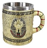 Ebros Ancient Egyptian Theme Golden Mask Of King Tut Pharaoh of Egypt Dynasty Beer Stein Tankard Coffee Drinking Cup Mug Gods Of Egypt Historical Educational School Classroom Office Desktop Accent