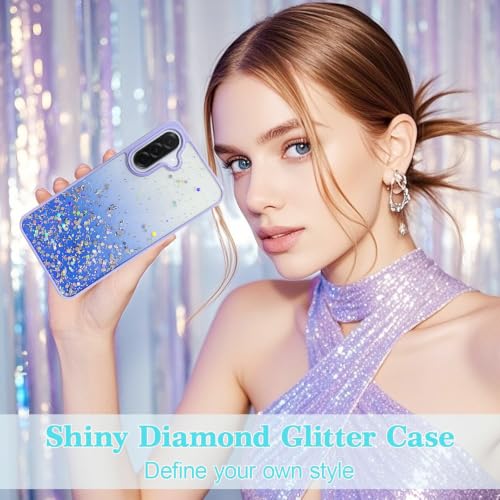 Image of VONZEE Case Compatible with Samsung Galaxy A36 5G, Non Moving Glitter Shockproof Case for Girls & Women Soft TPU Shockproof Anti Scratch Drop Protection Cover (Purple)