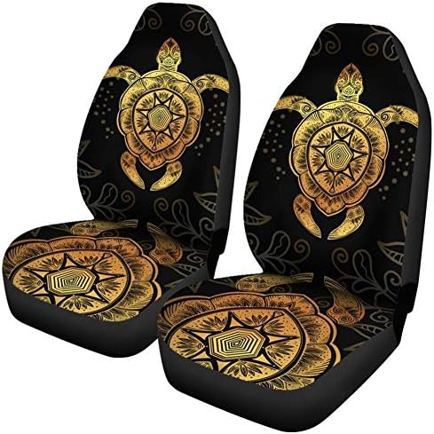 TOADDMOS Tribal Gold Sea Turtle Print 2 PCs Car Seat Covers Front Seat Only,Soft Comfortable Bucket Seats Protectors Car Accessories Universal Fit for Cars SUV Truck