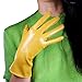 DooWay Women's Fashion Short Leather Gloves Faux Lambskin PU Half Palm for Daily Dress Evening Costume Ginger Yellow 28cm