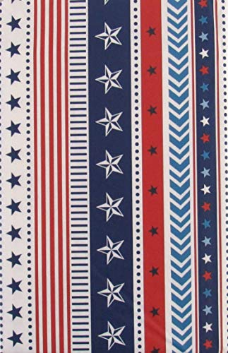Patriotic Stars, Stripes And Dots Pattern Vinyl Flannel Back Tablecloth (60" Round) #TOP1
