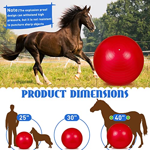 2 Pcs 40 Inch Horse Ball For Play Large Horse Ball Big Herding Ball For Horse Anti Burst Horse Soccer Ball Giant Horse Play Ball Toys For Horses To Play With, Pump Included (Red, 40 Inch) #TOP1