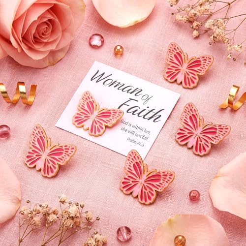 Image of Hoteam Chuch Gift for Woman of Faith Pins Butterfly Pink Bow Rose Christian Brooches Mom Church Woman Party Favor