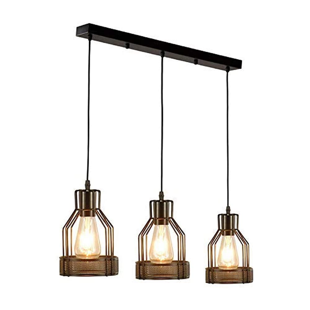 SANBDDLYY Antique Bird Cage Pendant Light Modern Rectangle Vintage Metal 3 Head Light Industrial Pendant Wire Cage Shade Lamp Cage Black Hanging Ceiling Light