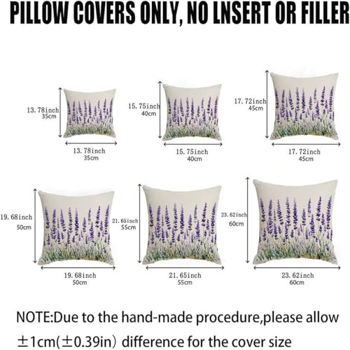 Housse de coussin 60x60 cm violette en lin imperméable lot de 2