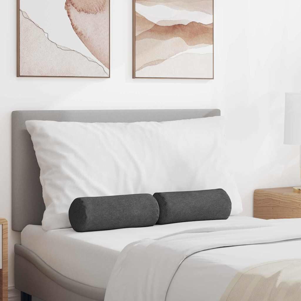 Coussins rouleau gris foncé en velours côtelé 15x40 cm pour salon