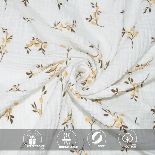 Image of Ultra Soft Muslin Crib Sheets for Baby, Premium Breathable Organic Cotton Crib Fitted Sheet for 52''x28''Standard Crib and Toddler Mattress.2 Pack Flower Pattern