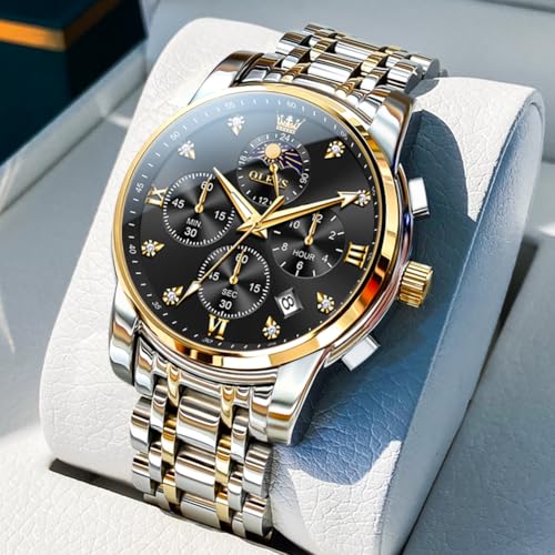 Image of OLEVS Watches for Men Dress Chronograph Luxury Stainless Steel Big Face
