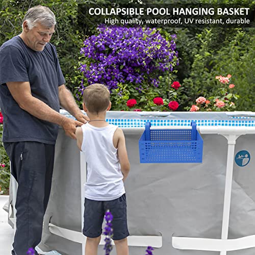 JTNero Aufbewahrungskorb für Pool Robuster Faltbarer Hängender Pool Aufbewahrungskorb Pool Zubehör, Frame Pool, wiederverwendbarer Pool Aufbewahrungskorb für Pool-Spielzeug Handtücher Getränke – Bild 4