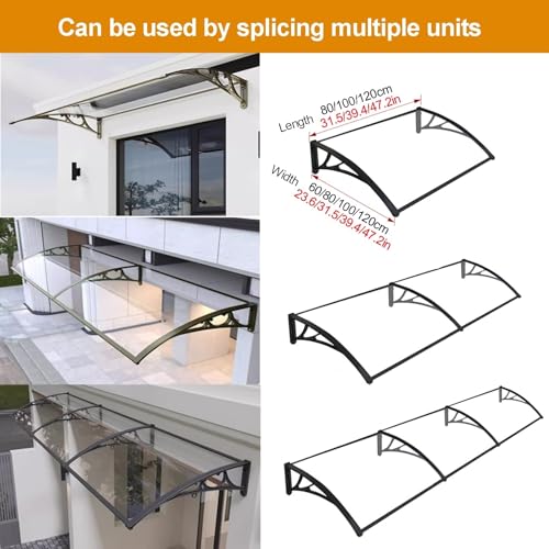 Auvent de porte polycarbonate auvent support aluminium extérieur - 8
