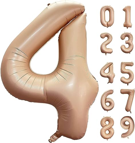 Image of Atpata Funky #4 Elegant Caramel Colour JUMBO 40 INCH Number Balloons Set | 0 to 9 Digit Shapes | Decorative Balloons for Milestones & Celebrations