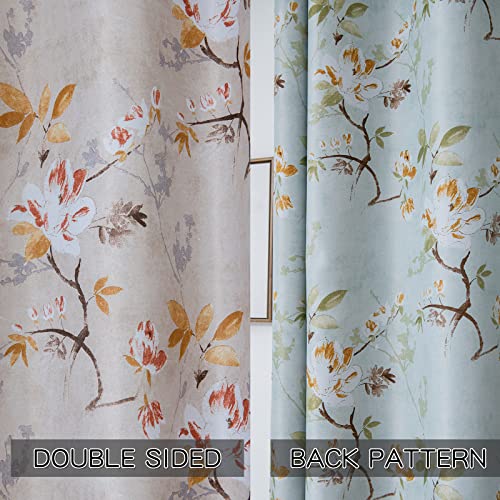 Suouo Double Sided Floral Pattern Blackout Curtains For Bedroom Thermal Insulated Room Darkening Curtain For Living Room 84 Inches Long 2 Panels Window Drapes Set Coffee #TOP6